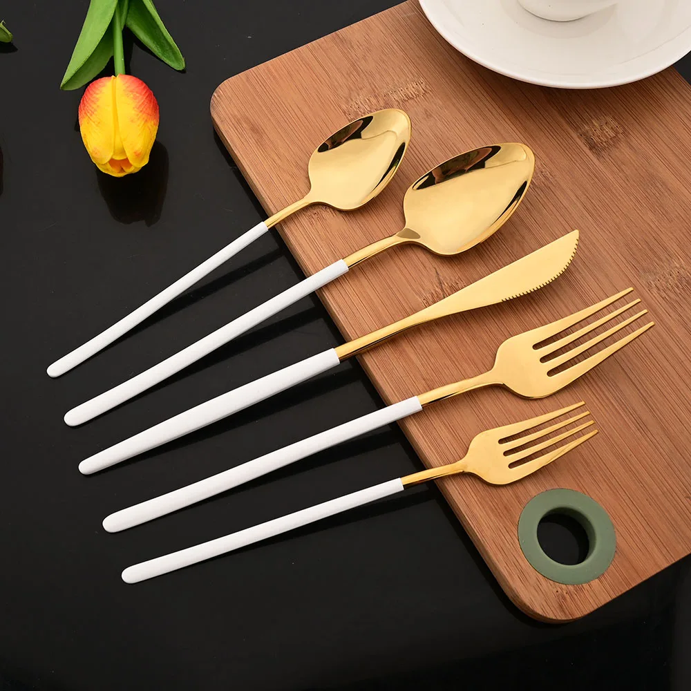Gold Plated Cutlery - Alat makan emas putih, 5 buah