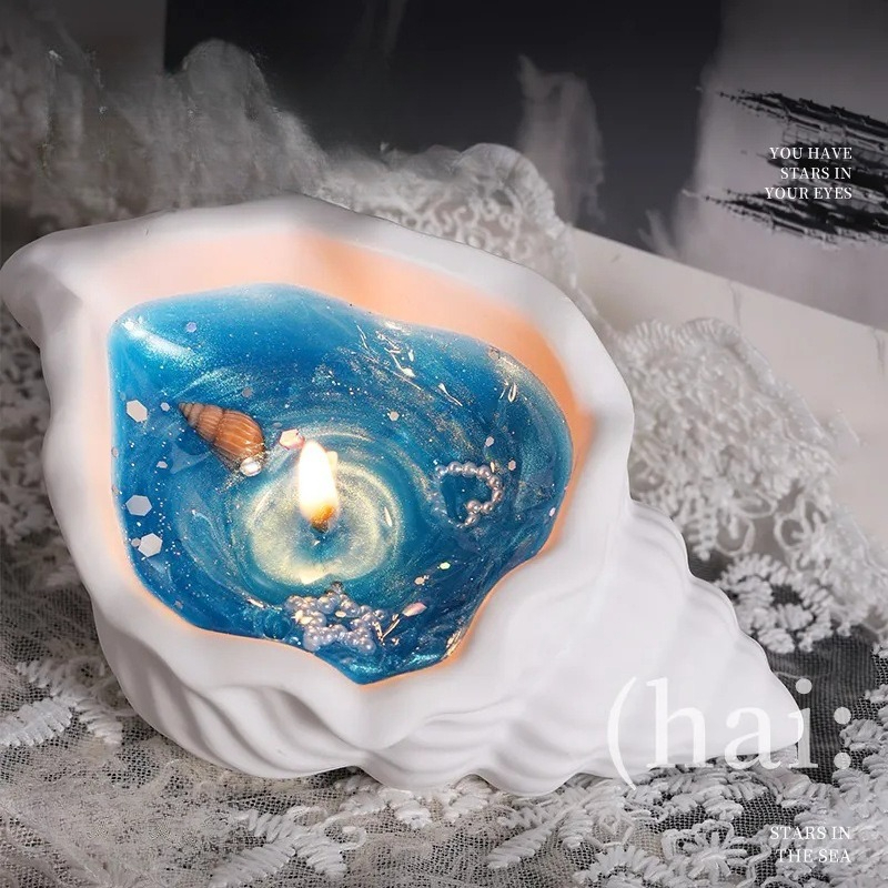 Scented Candle Luxury - Ornamen Lilin Cangkang Gipsum Aromaterapi Mewah