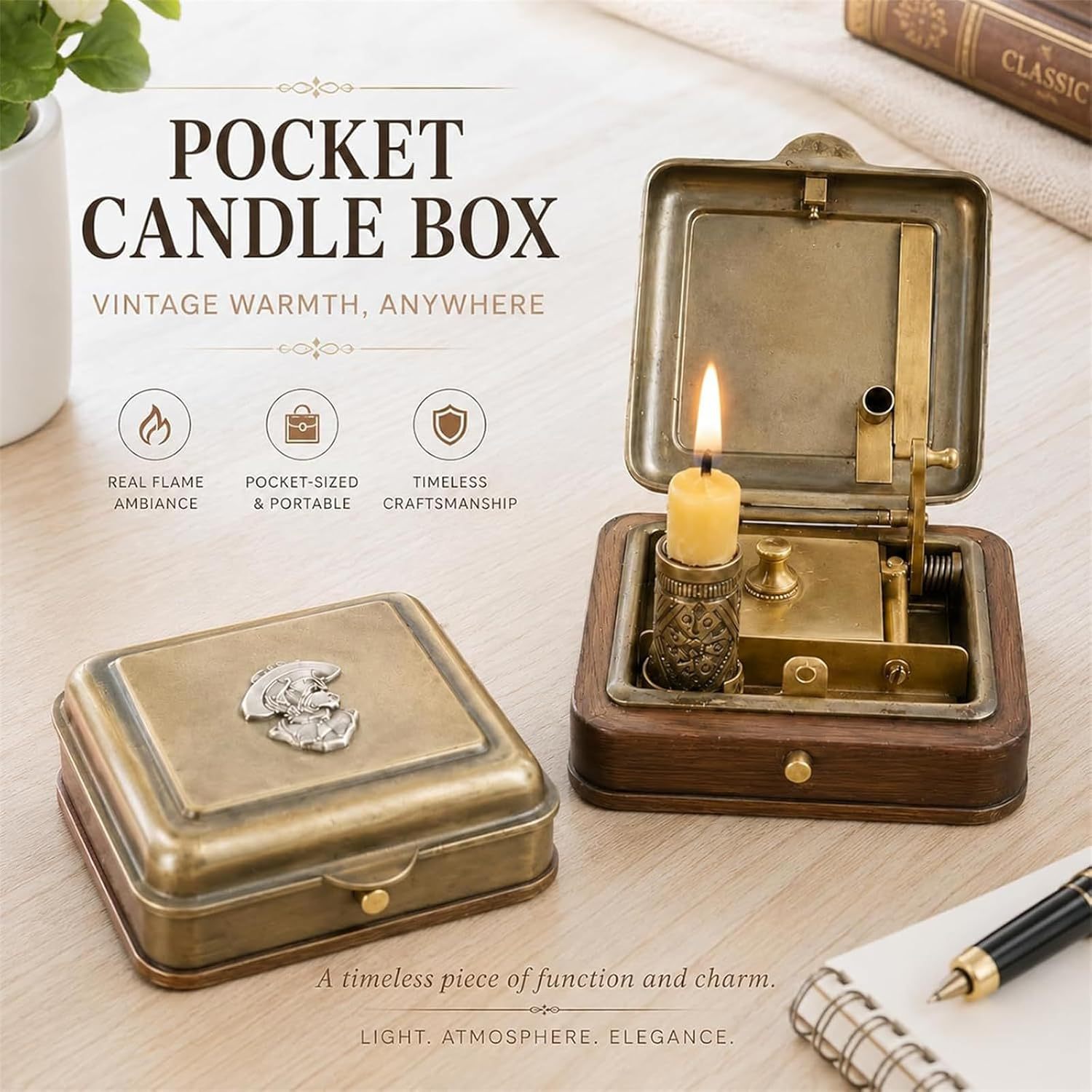 Scented Candle Luxury - Kotak Lilin Mekanis untuk Meja, Dekorasi