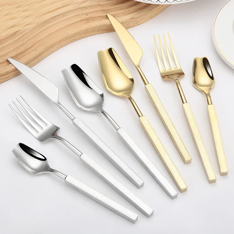 4pcs Set Peralatan Makan Mewah - Gold Plated Cutlery ulasan dan harga
