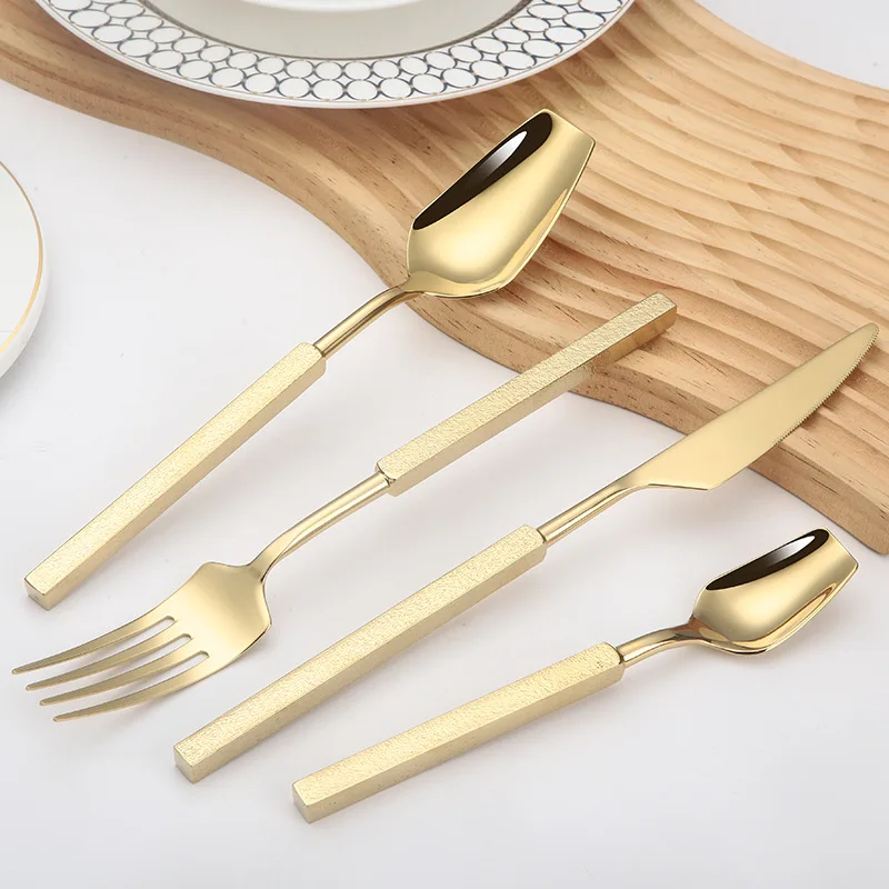 4pcs Set Peralatan Makan Mewah - Gold Plated Cutlery ulasan dan harga