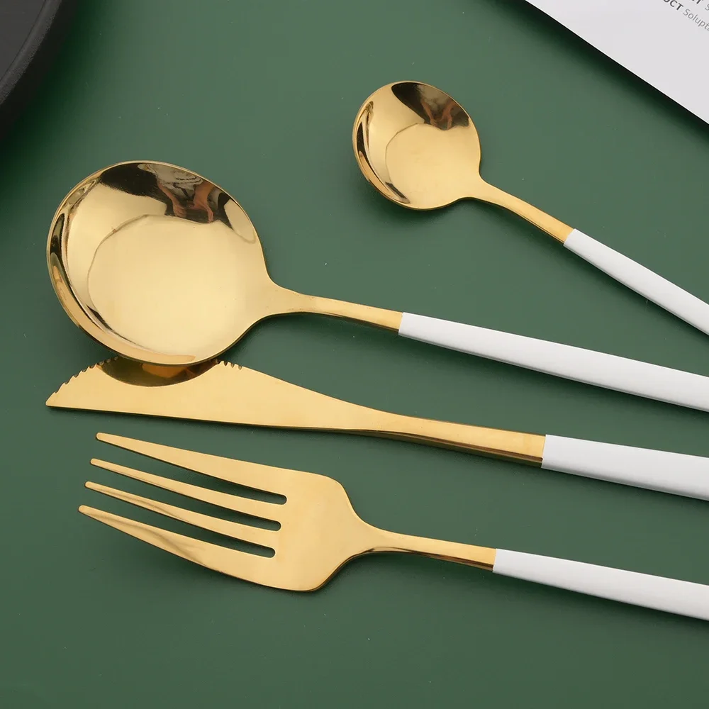 16/24/32/48 Buah Set Peralatan - Gold Plated Cutlery ulasan dan harga
