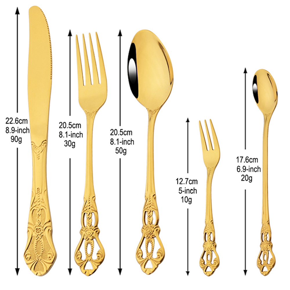 20Pcs Set Peralatan Makan Mewa - Gold Plated Cutlery ulasan dan harga