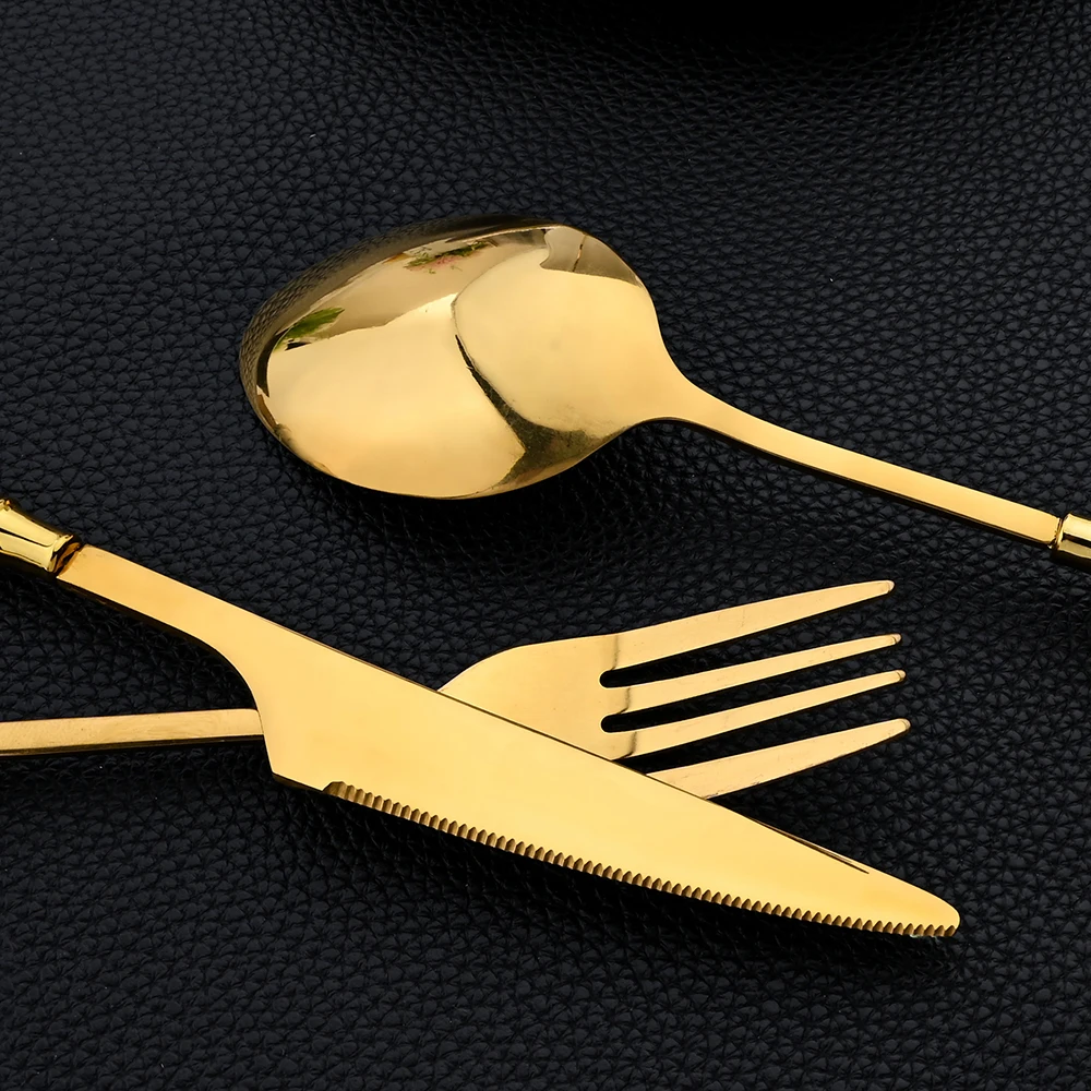 16 Buah Set Peralatan Makan Se - Gold Plated Cutlery ulasan dan harga