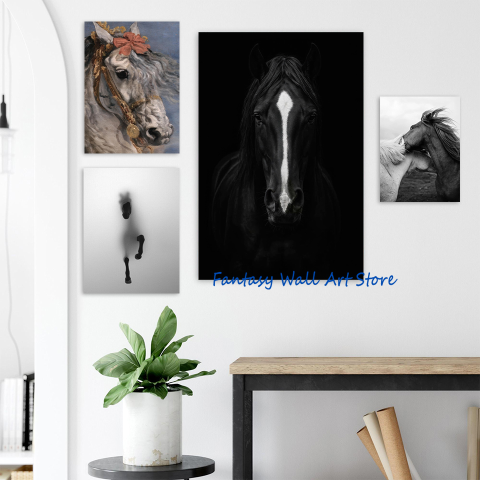 Foto Kuda Hitam Seni Dinding M - Luxury Lifestyle Photos ulasan dan harga