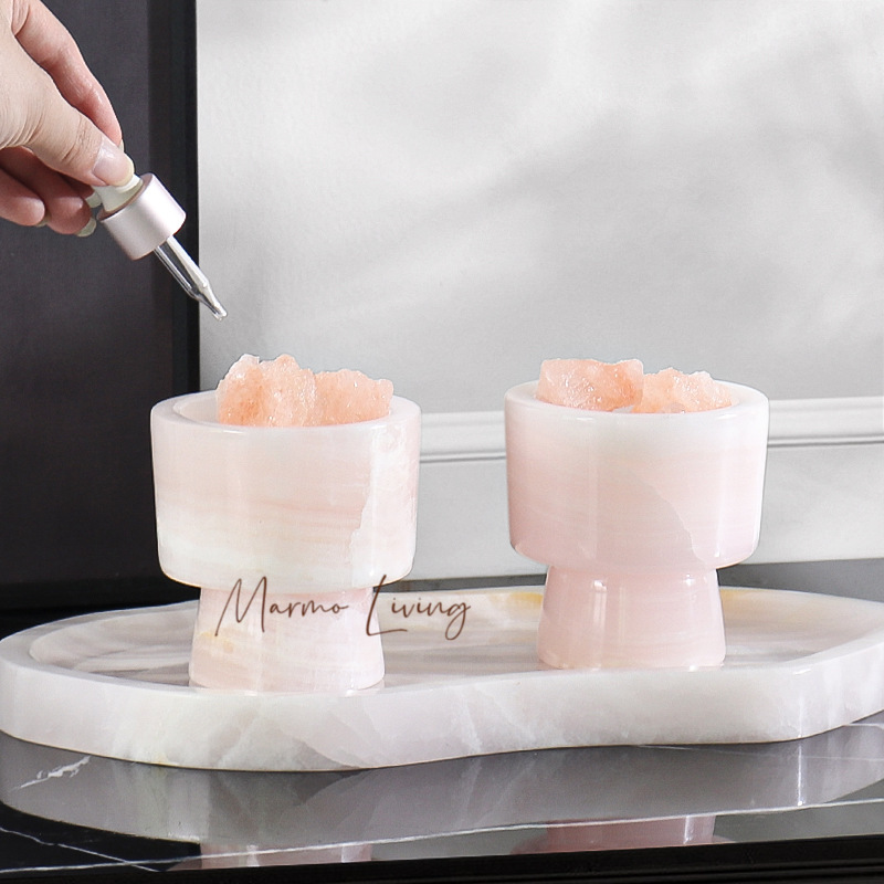 Nampan Marmer Onyx Putih Alami - Scented Candle Luxury ulasan dan harga