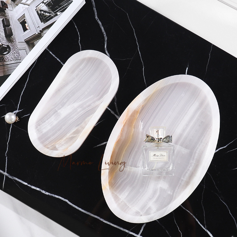 Nampan Marmer Onyx Putih Alami - Scented Candle Luxury ulasan dan harga