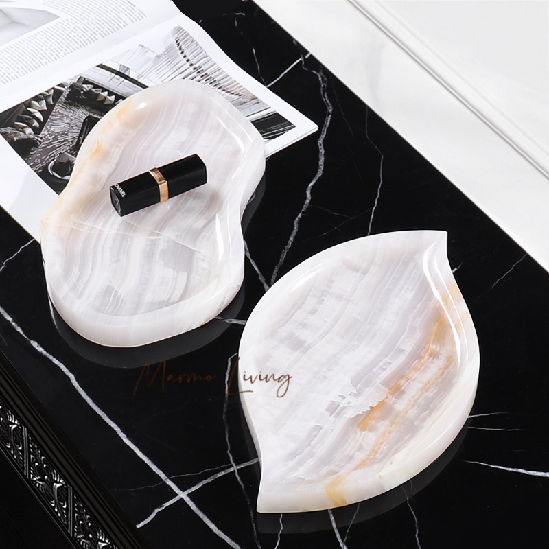 Nampan Marmer Onyx Putih Alami - Scented Candle Luxury ulasan dan harga