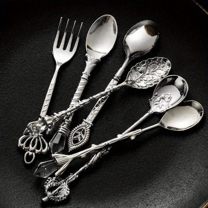 6 buah sendok antik garpu gaya - Gold Plated Cutlery ulasan dan harga
