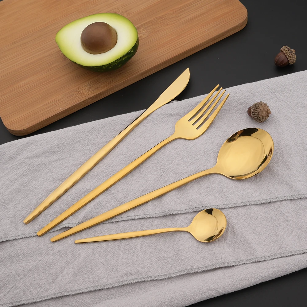 Alat makan emas hijau Stainles - Gold Plated Cutlery ulasan dan harga
