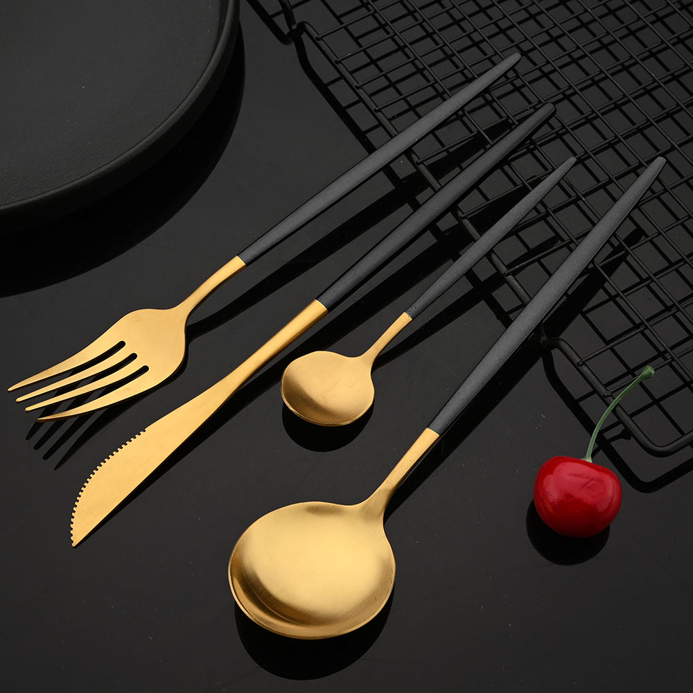 Peralatan makan baja tahan kar - Gold Plated Cutlery ulasan dan harga