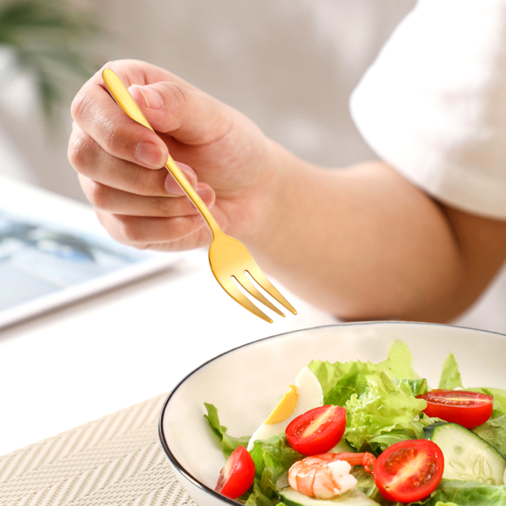 Peralatan makan dapur 1/4/5/6  - Gold Plated Cutlery ulasan dan harga