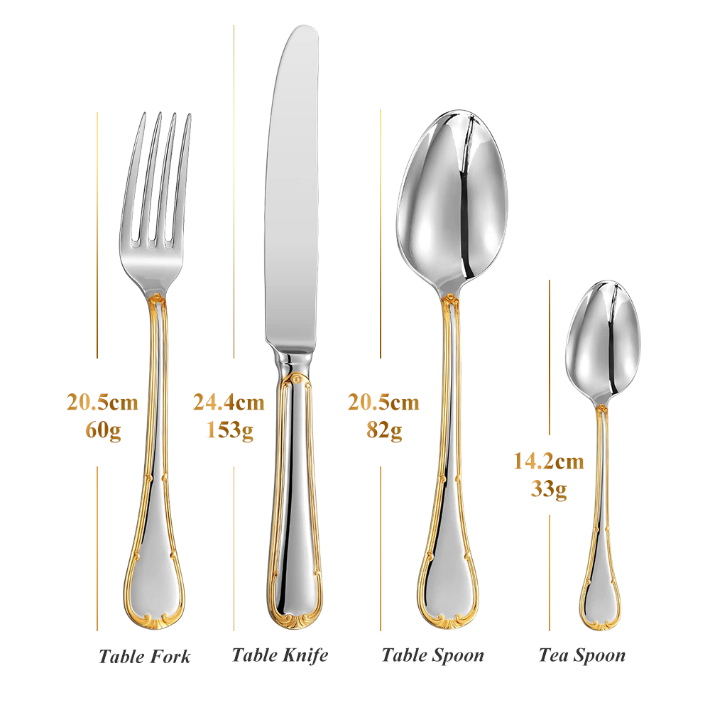 24 Buah Set Sendok Garpu Sendo - Gold Plated Cutlery ulasan dan harga