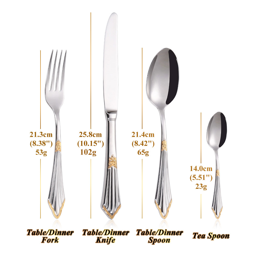 4/8/12/16/20 Buah Peralatan Ma - Gold Plated Cutlery ulasan dan harga